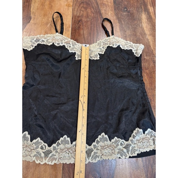 vintage Rickis satin camisole ivory lace beading side zipper size 10 coquette - Picture 6 of 11